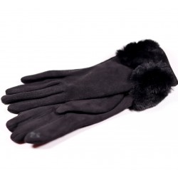 Winter women's textile gloves Asser ZRD004 pink, black, gray