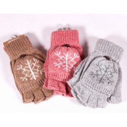 Zimné dámske textilné rukavice Fashion Elma ZRD011 hnedá, růžová, šedá